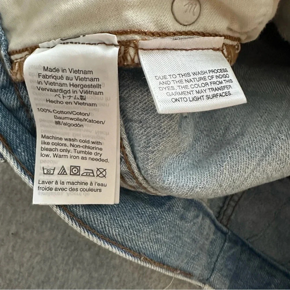 Madewell denim skirt distressed raw hem rigid denim Aline size 28 - Picture 4 of 7